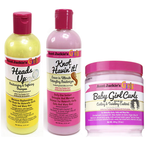 Aunt Jackies Girls! Cleanse, Condition & Moisturise Trio Set of Products for Girls with Fabulous Curls & Coils