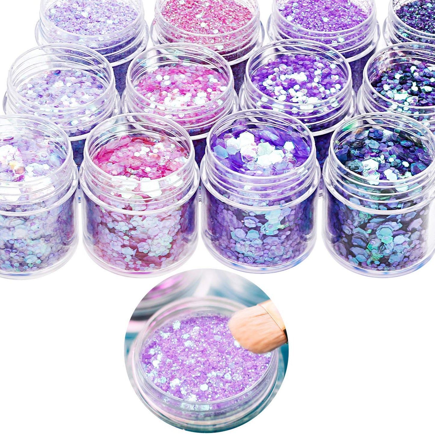 12 Boxes Chunky Glitter, Mermaid Chunky Glitter, Holographic Cosmetic Festival Ultra-Thin Chunky Glitter for Nail Face Body Hair Makeup