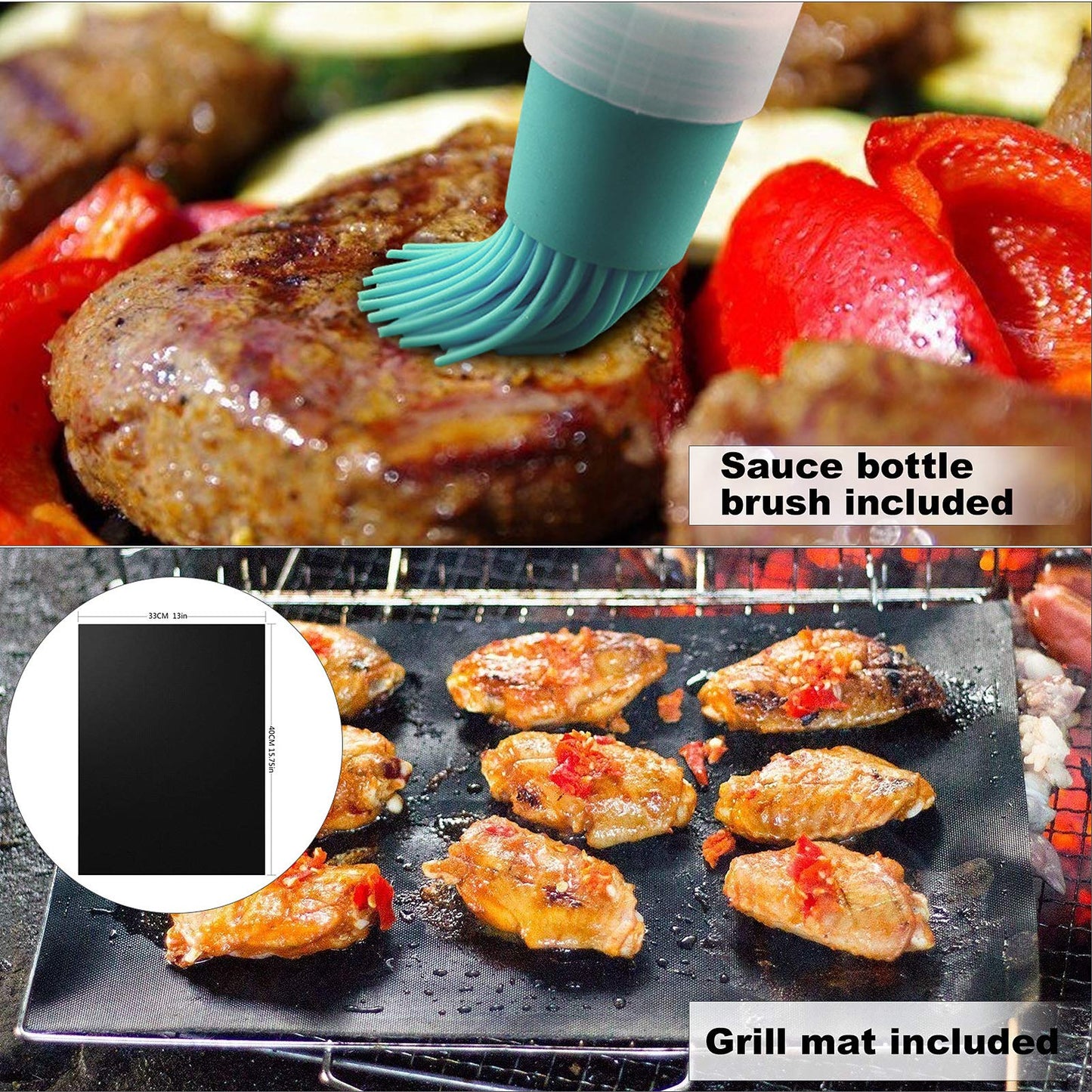 ACMETOP Portable BBQ Grill Basket, Stainless Steel Fish Grill Basket with Removable Handle, Perfect for Grilling Vegetables, Fishes, Shrimp - Bonus a Grill Mat, Sauce Bottle Brush and Carrying Pouch