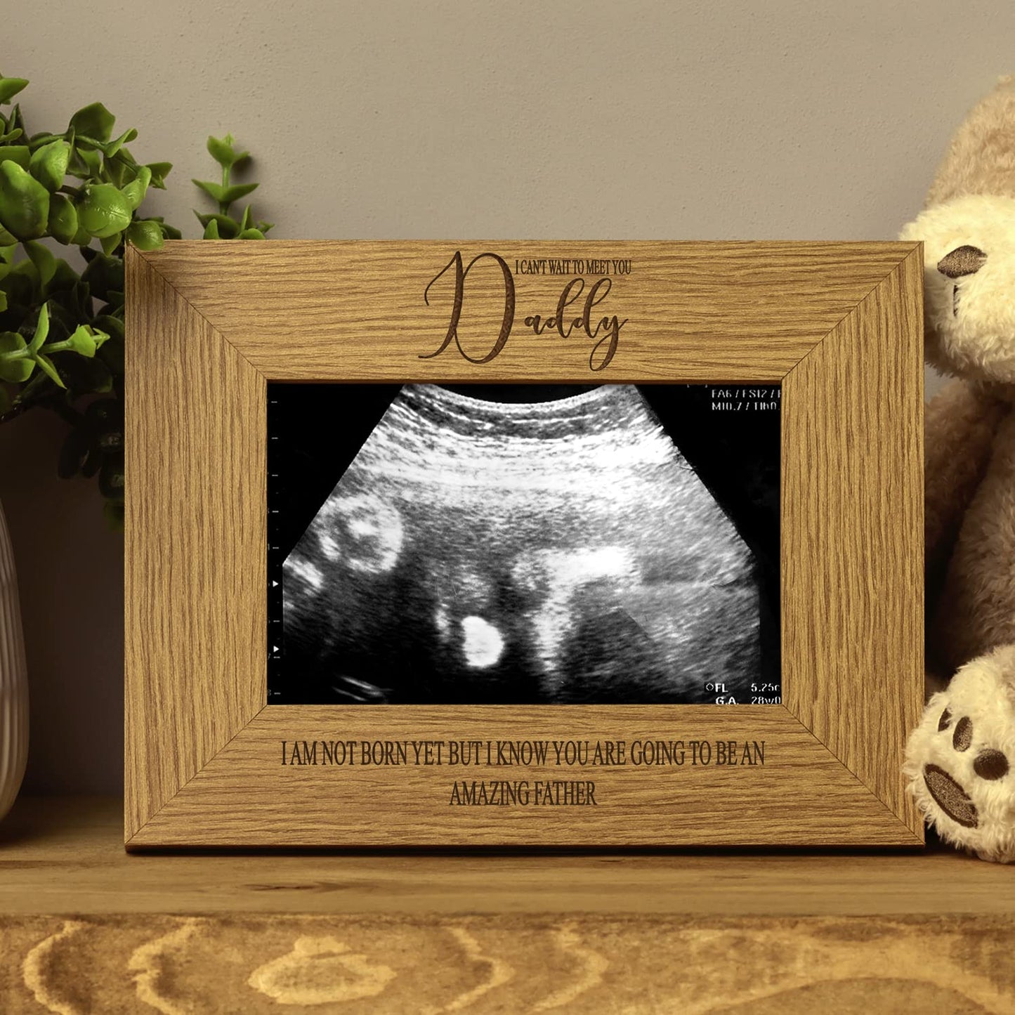 ukgiftstoreonline Dad To Be Wooden Baby Scan Photo Frame Gift