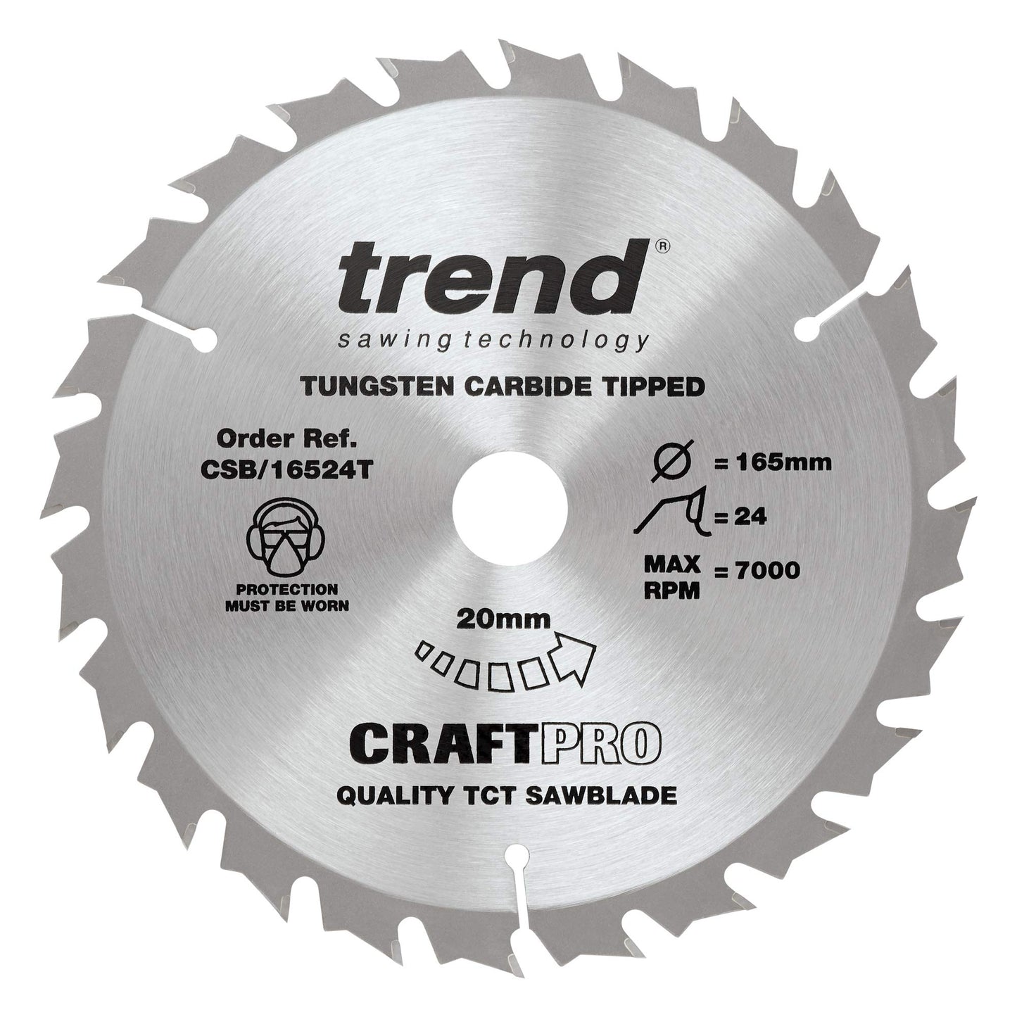 Trend Wood Cordless Circular Saw Blades, 165mm Diameter, 20mm Bore, 24/40 Teeth, 1.5mm Kerf, +15° Hook, TCT, Medium/Fine Finish, 3 Pack, CSB/165/3PK/C 165mm x 24 & 40 Teeth 165mm x 24 and 40 Teeth x 20 Bore