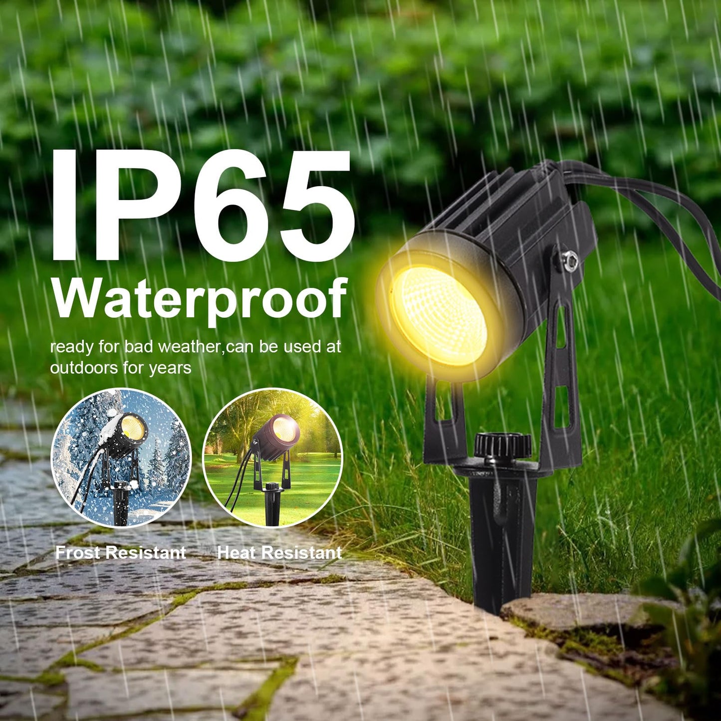 B-right Garden Spotlights Mains Powered,Upgraded Garden Spike Lights Extendable to 12 Garden Uplighters,IP65 Waterproof 12V Low Voltage Outdoor Lights for Pathway Yard Landscape (6Pack,21M,Warm White) Warm White (2700k)