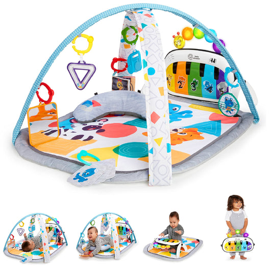 Baby Einstein, 4-in-1 Kickin' Tunes and Language Discovery Play Gym with Piano, Mat with Detachable Activity Toys, Lights, Sounds and Music, Ages Newborn + Kickin'tunes