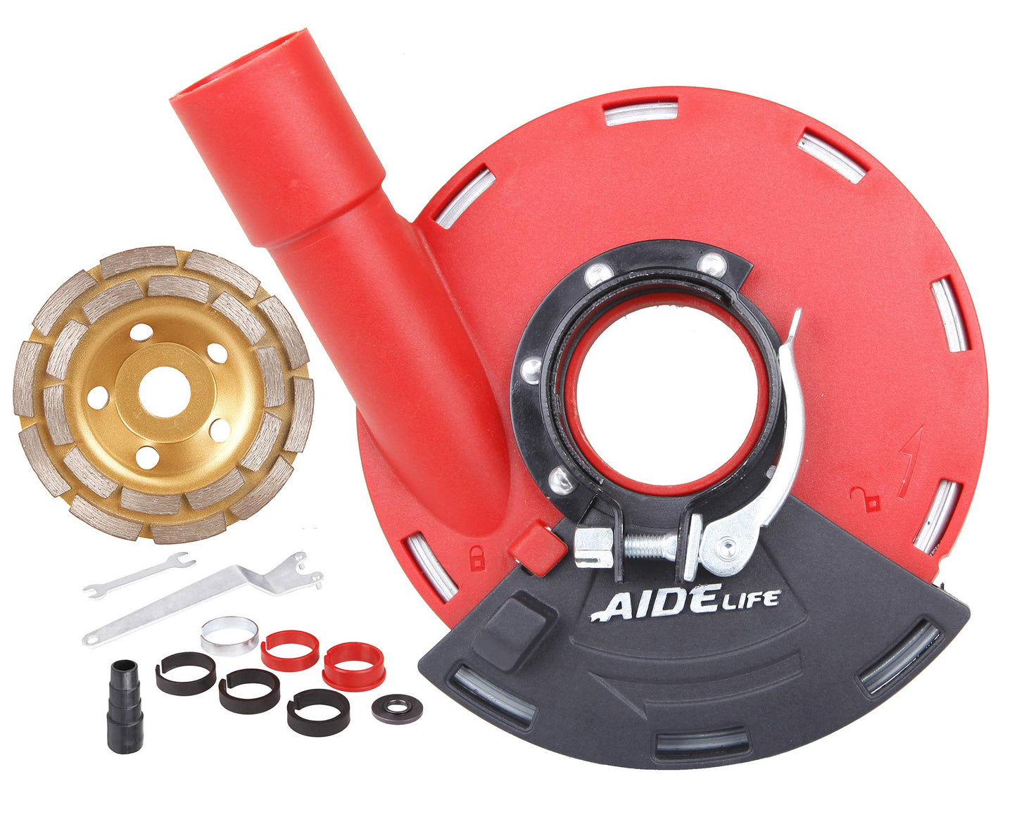 Aidelife Expert Surface Grinding Dust Shroud for Angle Grinder, Universal 5-Inch + Diamond Grinding Cup Wheel AD-1901125D