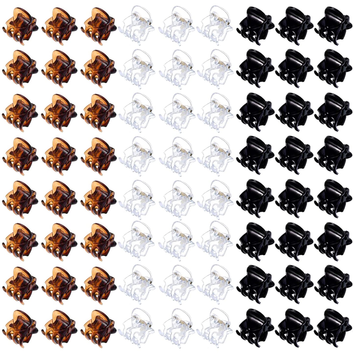 72 Pcs Small Hair Clips, Funtopia Mini Claw Clips Claw Hair Clips for Women and Girls, Plastic Tiny Hair Clamps with a Box (Black, Brown and Clear) Black, Brown and Clear