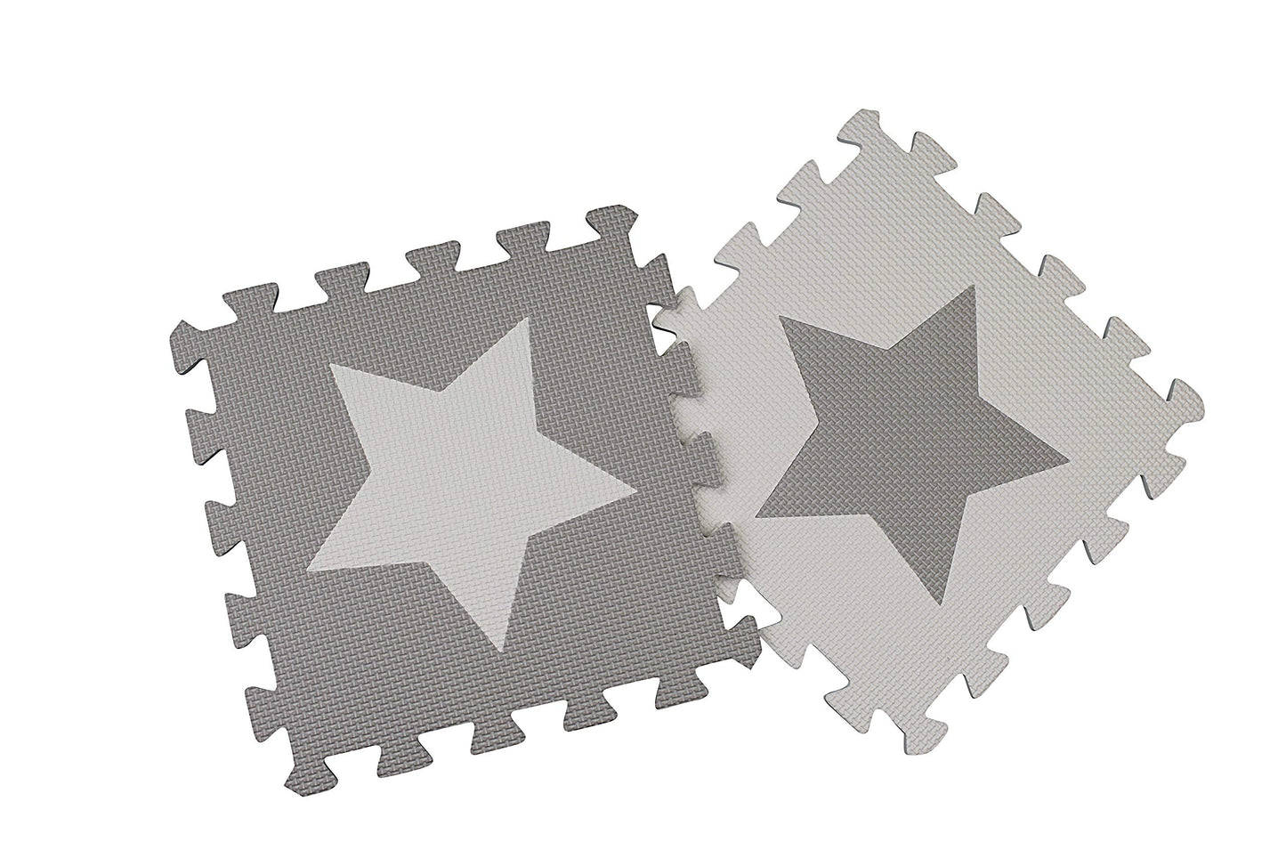 9 Grey Interlocking Foam Baby Play Mat Star Tiles with Edges - Play Mats. Each tile 30 x 30cms. Total 0.9m2.