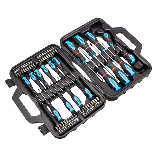 Amazon Basics 58-Piece Screwdriver Set, Precision Slotted, Phillips, Torx, Black