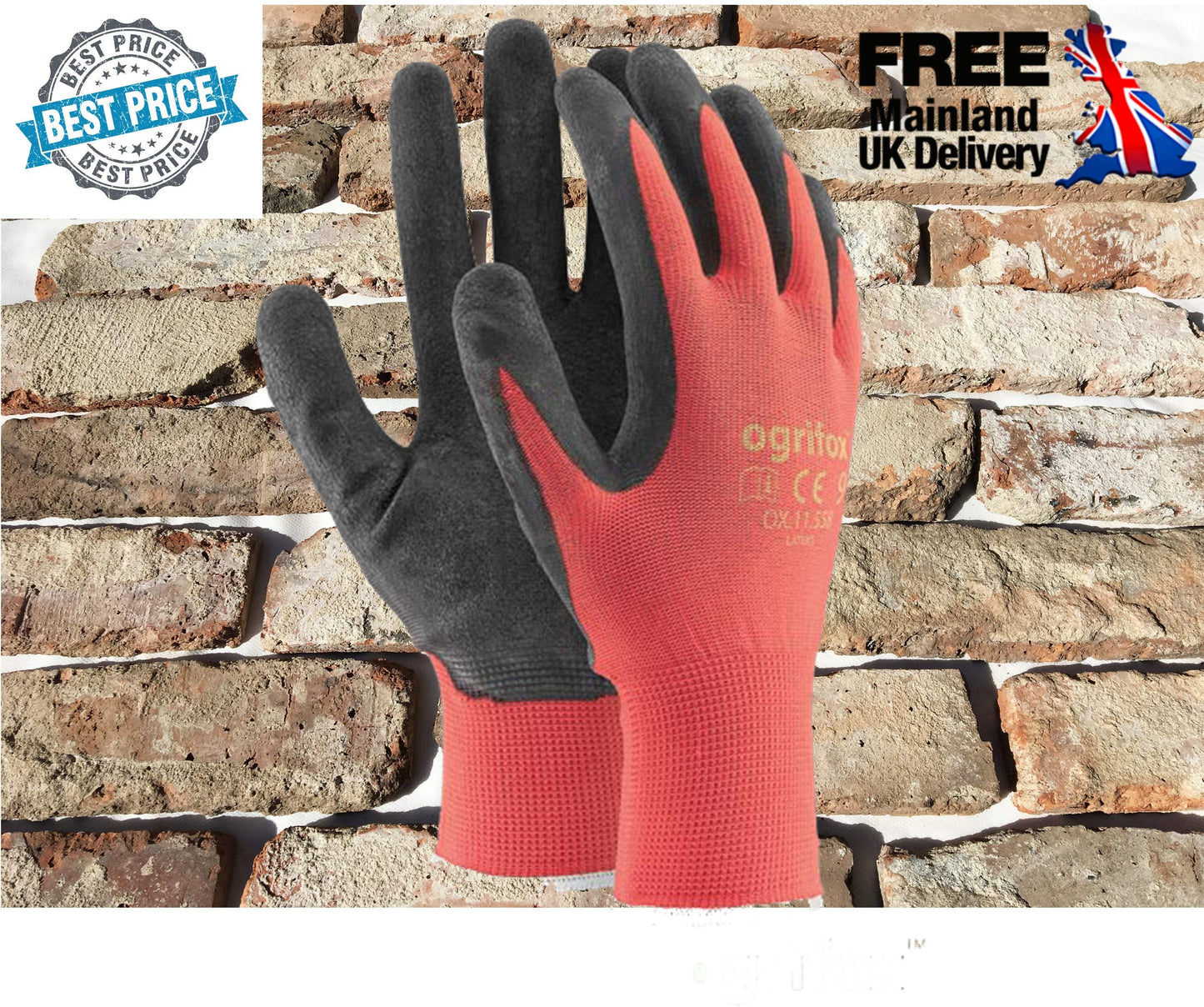 24 PAIRS NEW LATEX COATED WORK GLOVES SAFETY DURABLE GARDEN GRIP BUILDERS (L-9)