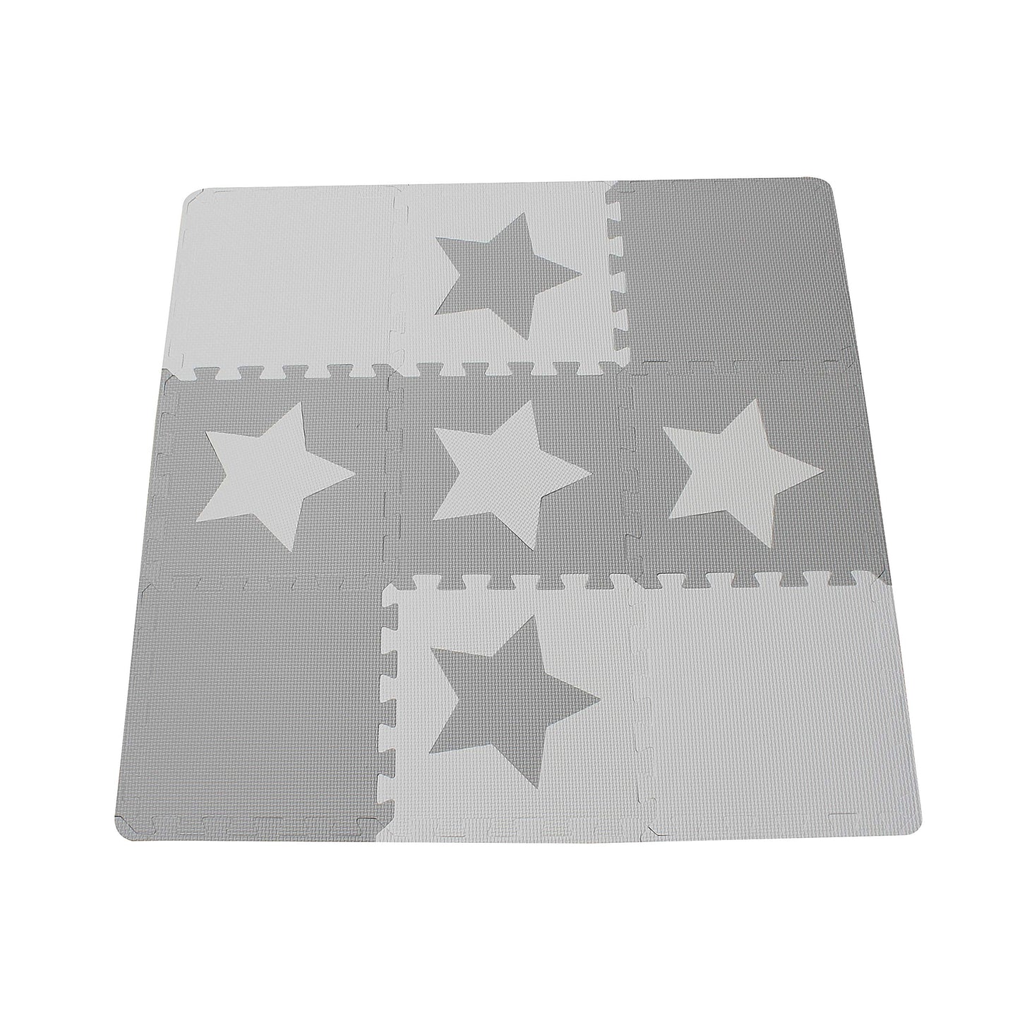 9 Grey Interlocking Foam Baby Play Mat Star Tiles with Edges - Play Mats. Each tile 30 x 30cms. Total 0.9m2.