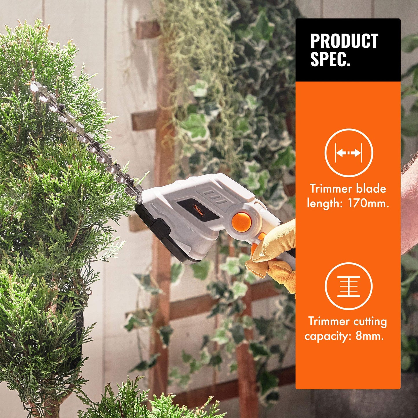 VonHaus 7.2V 2 in 1 Grass and Hedge Trimmer - Battery Powered Cordless, Interchangeable Blades, Easy Tool Blade Change, Telescopic Handle & Trolley Wheel Attachments - Lightweight Electric Trimmer