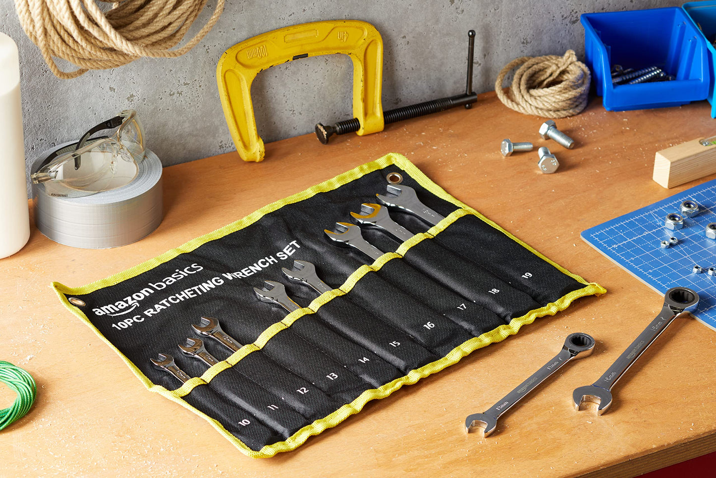 Amazon Basics Ratcheting Wrench Set- 10- Piece 10-piece Metric