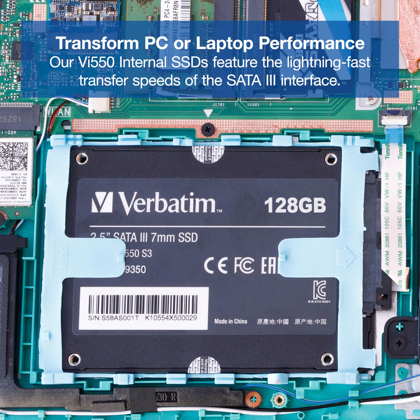 Verbatim Vi550 S3 SSD - internal SSD - Solid State Drive - 2.5'' SATA III interface - internal SSD drive with 3D NAND technology 128 GB