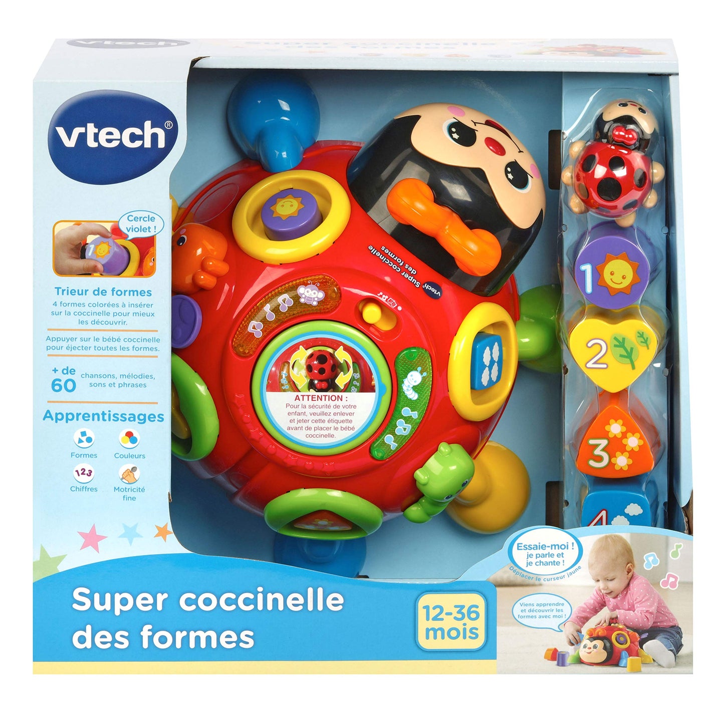 VTech Super Ladybird Shapes - Recessed Shapes - 2 Play Modes - FR Version