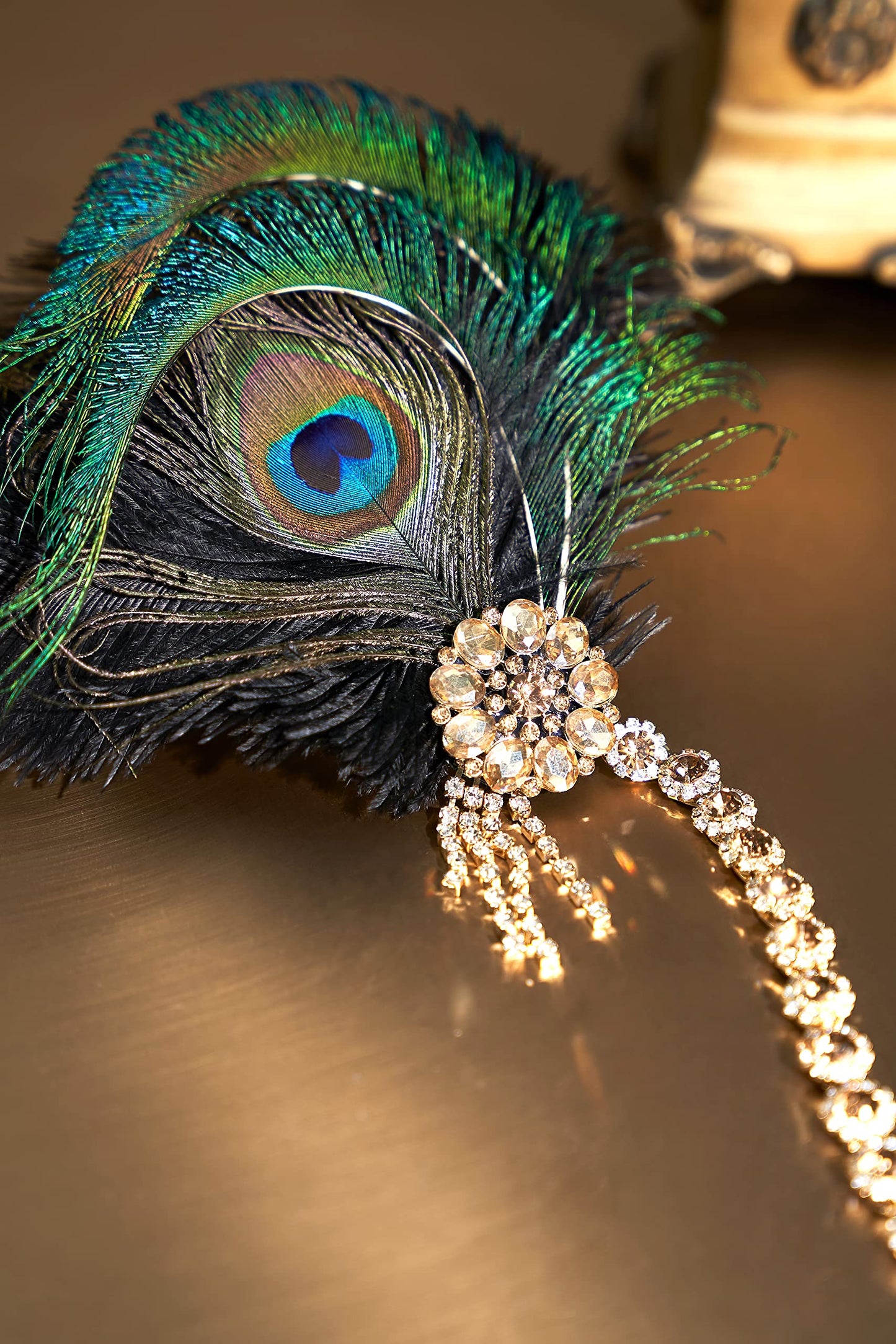 BABEYOND Feather Headpiece Great Gatsby Accessories for Women Roaring 20's Party Headpiece Black